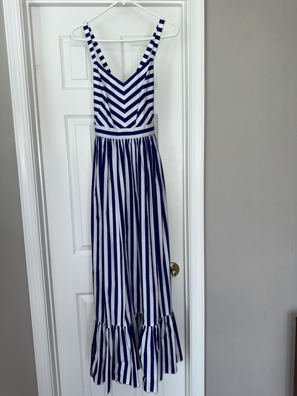 J. Crew Blue and White Striped Maxi Dress